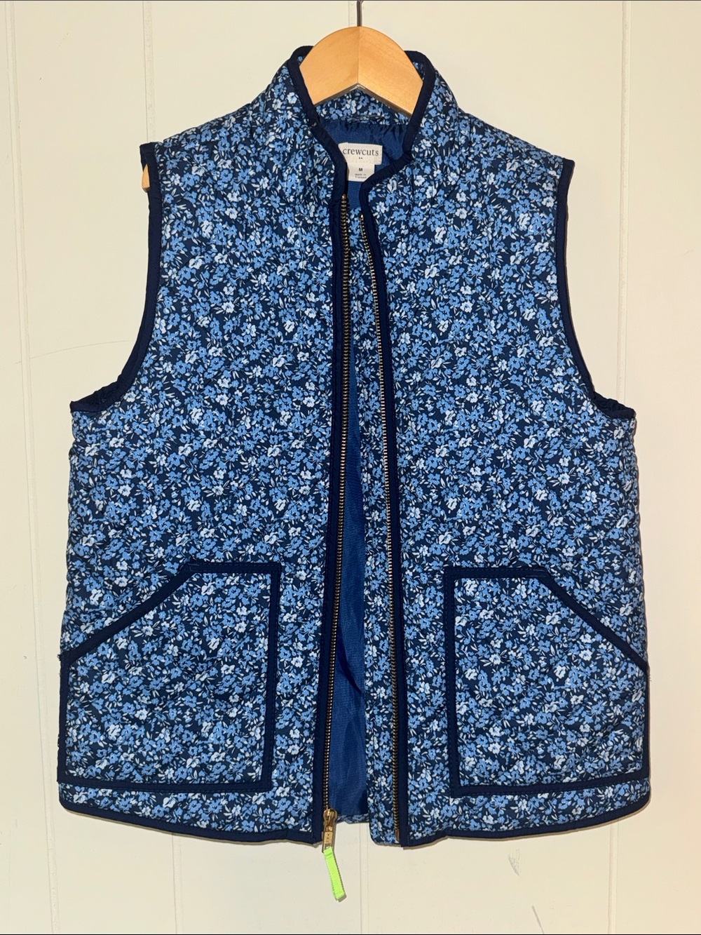 Crewcuts Navy and Light Blue Floral Quilted Vest